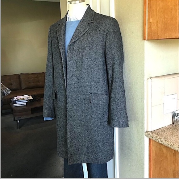 THEORY Mens Herringbone Wool-Blend 3/4 Length Topcoat EUC/sz M - Picture 6 of 16